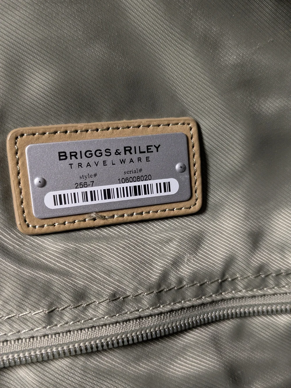 Briggs & Riley~# 256-7~Travelware Tote~Khaki~ 19.5 X 8.5 X 9”~Ballistic Nylon